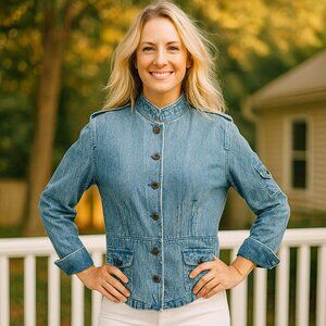 Woman's Bay Studio khakis Blue Jean Jacket